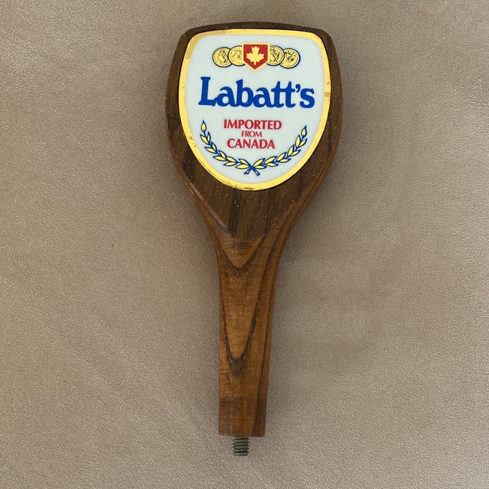 Vintage wooden Labatt’s Canadian beer tap handle
